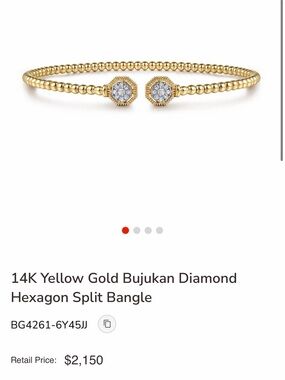 Gabriel and Co 14k yellow open diamond bracelet